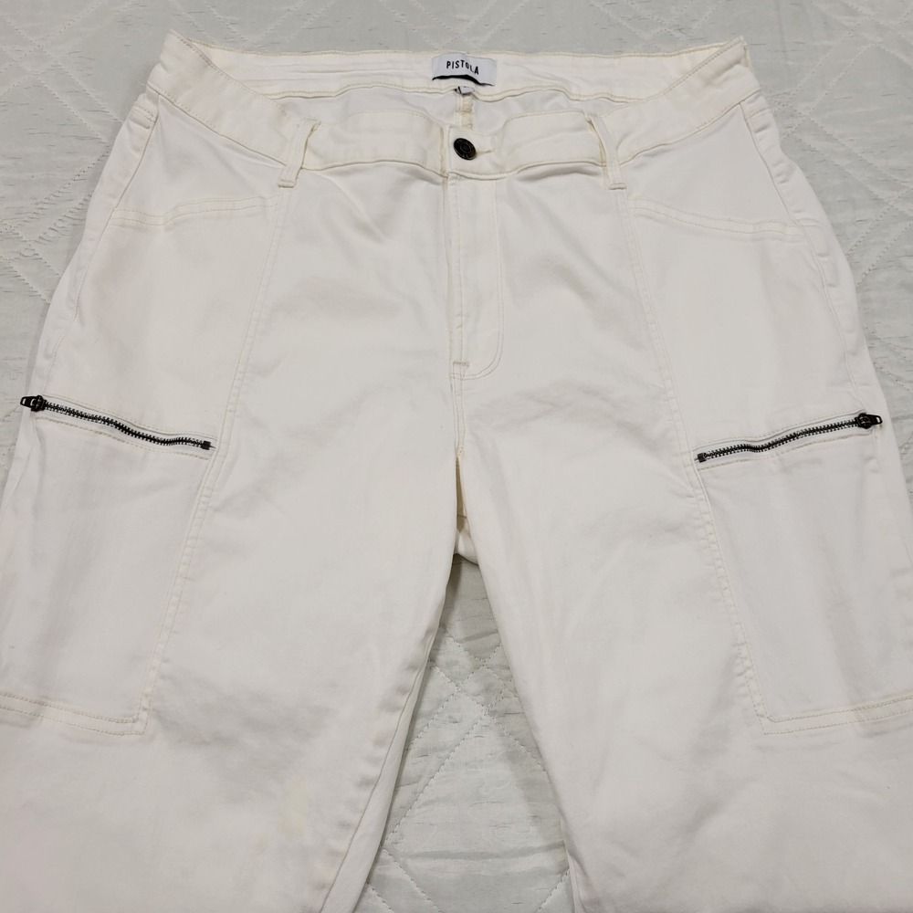Pistola Womens Size 33 White Denim Zipper skinny jeans - Picture 2 of 5